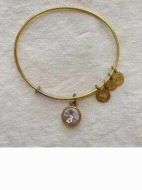 Alex and Ani Amethyst Gem Gold Bangle Charm Bracelet June Birthstone